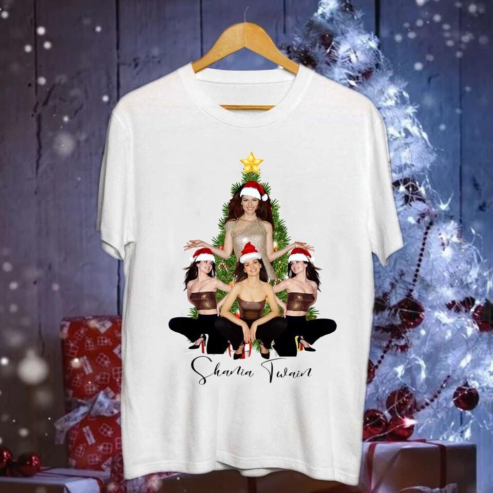NEW Rare Christmas Tree Shania Twain For Xmas White All Size Shirt AG1422