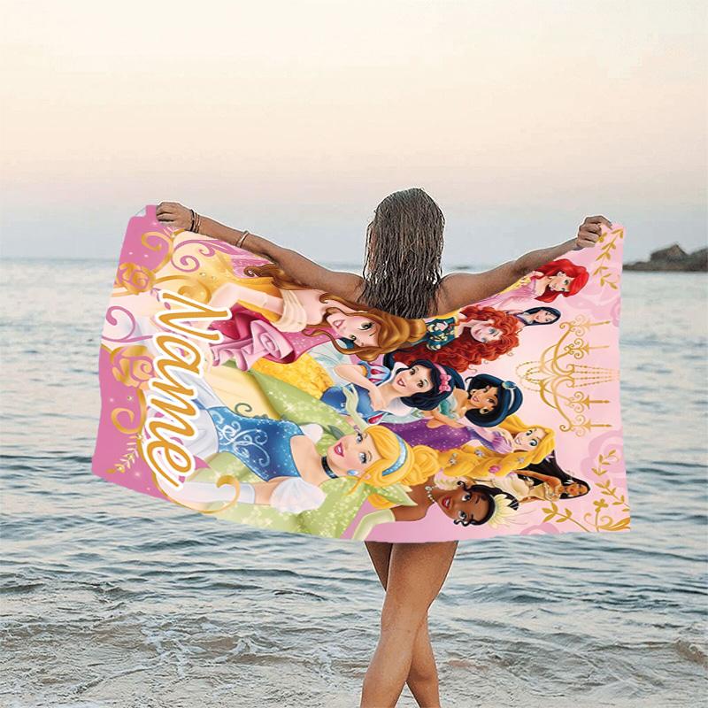 1pc Princess1 Beach Towel with Custom Name, Beach/Swimming/Bath/Picnic/Camping Towel, Suitable for Seaside Beaches