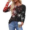 Ladies' Casual Fashion Printed Round Neck Long Pleated T-shirt Top Christmas
