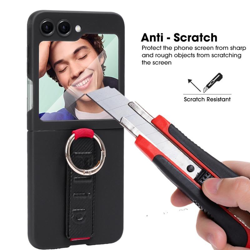 Для Samsung Galaxy Z Flip 5 5G Чехол Модный браслет Защитный чехол Z Flip5 Высококачественный жесткий чехол для ПК с держателем для кольца на палец Противоударные чехлы