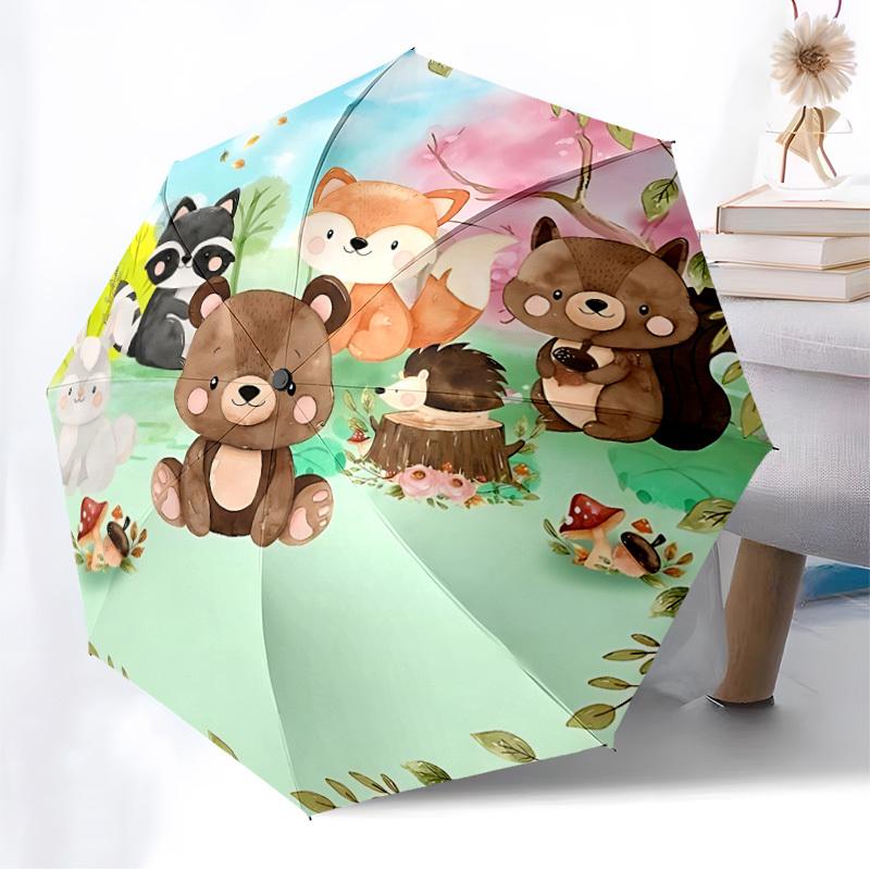 1pc Forest Animals Automatic Open/Close Umbrella, Folding Compact Umbrella with Lightweight Design for Women/Men yy251011093