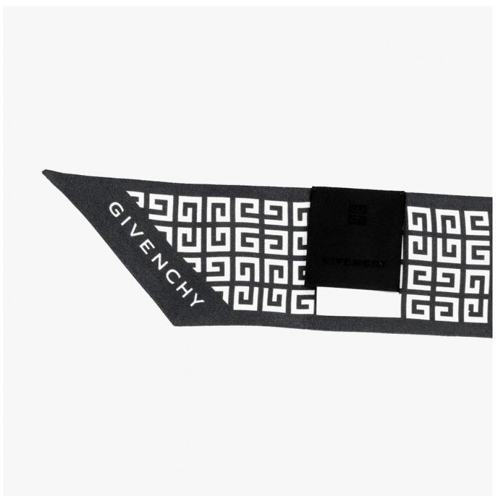 Givenchy 4g Monogram Print Skinny Twill Silk Scarf Bg00axg002 026