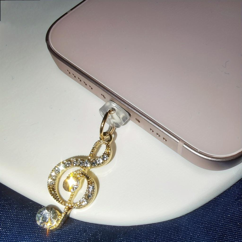 Защитите свой телефон стильной золотой заглушкой для пыли в виде музыкальной ноты, украсьте свой телефон подвесным ремешком