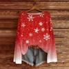 Women's Round Neck Lightweight Sweater Casual Long Sleeve Christmas Print Knit Pullover.