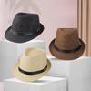 New Fashion Straw Hat Men Women Summer Trendy Beach Sun Hats Solid Color Fedoras Ribbon Casual Cowboy Jazz Cap Gangster Cap Male