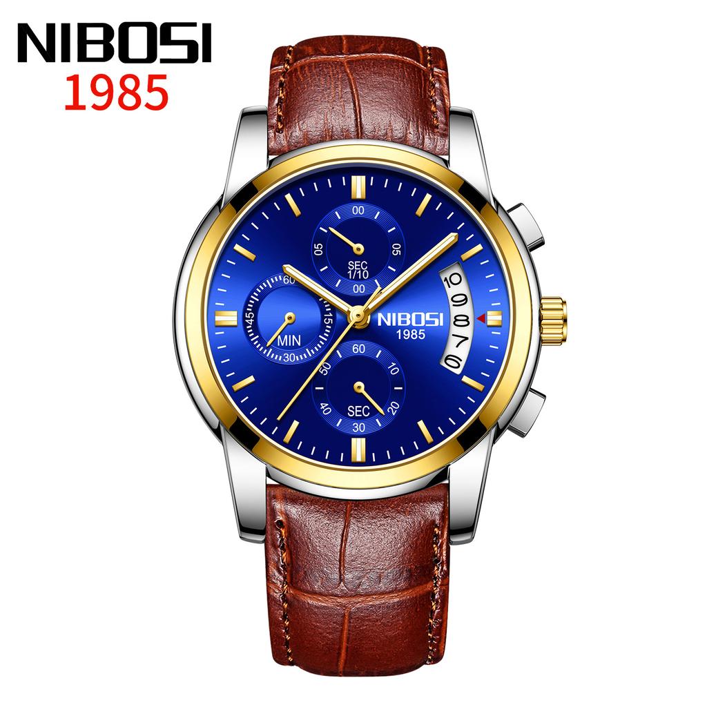 Часы NIBOSI Деловые мужские часы Многофункциональные шестиконтактные кварцевые часы