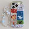 Милый пэчворк с единорогом и кошкой, жемчужный пони, ремешок-брелок, чехол для телефона для iPhone 17 16 15 14 11 12 13 Pro Max Plus, задняя крышка
