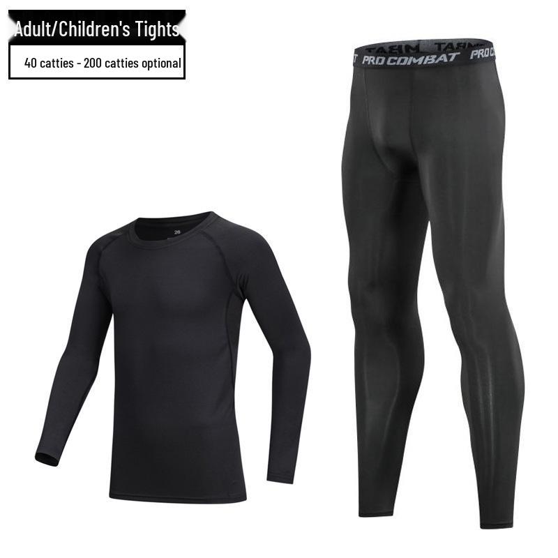 Плюшевые детские баскетбольные и футбольные быстросохнущие тренировочные костюмы для мальчиков - осенне-зимние спортивные тайтсы и базовые топы