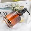 12Oz Clear Soap Dispenser Thick Lotion Bottle Modern Vintage Liquid Brown Soap Bottle  Countertop