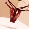 Sexy European & American Lace Thong: Seamless, Transparent with Heart Buckle & Cutout Design