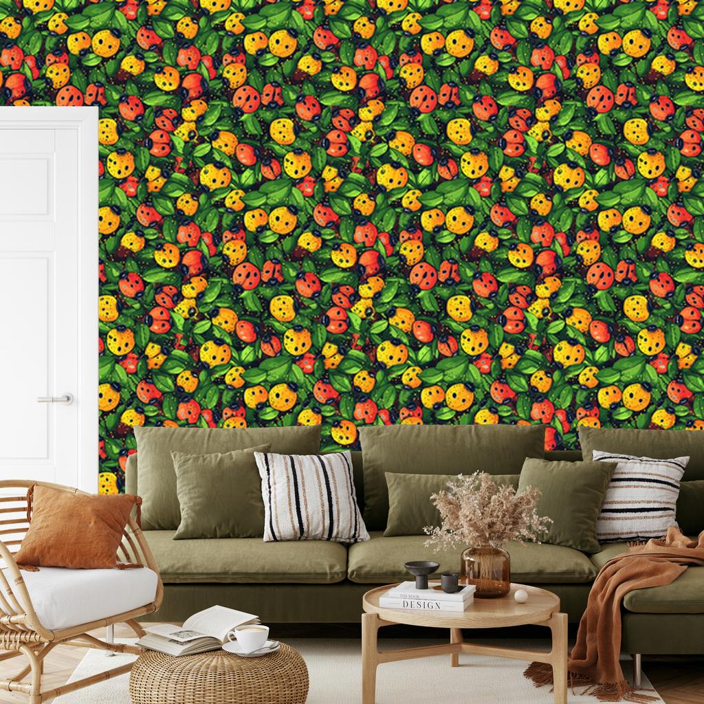 Ladybug Wallpaper Bottle Green and Green for Living Room and Bedroom 50x1000