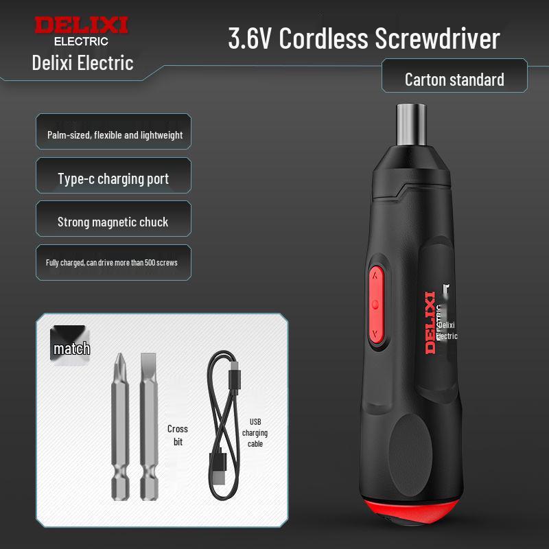 Многофункциональная электрическая отвертка и мини-литиевый шуруповерт Delixi для домашнего использования