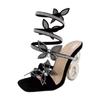 Fashion Rhinestone Serpentine Winding Belt Sandals Womens Butterfly-knot Strange Style Super High Heel Roman Shoes Peep Toe