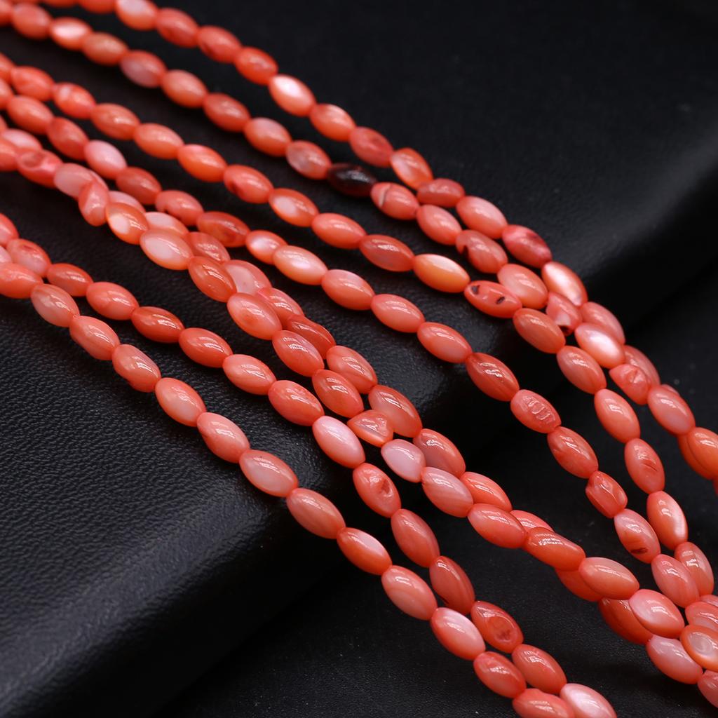 1Strand Natural Freshwater Shell Beads Dyeing Rice Shape Loose Spacer Beads for Jewelry Making DIY Necklace Bracelet Earring Accessories 4x8mm