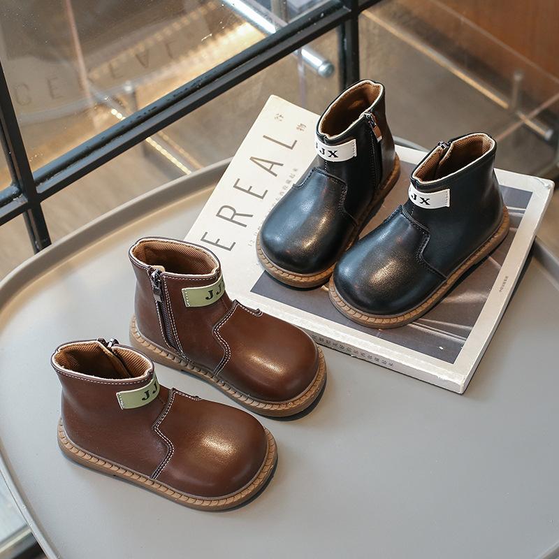 Весна Осень Детские Ботильоны Однотонные Девочки Повседневные Лоскутные Ботинки Модные Универсальные Детские Мальчики Кожаные Ботинки Нескользящие