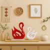 Счастливая пара лебедей, керамические фигурки с отделкой под рояльный лак для домашнего декора (Набор из 2 шт., Большой, Белый и Красный)