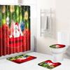 Christmas Shower Curtain Floor Mat Combination Four-Piece Set Bathroom Toilet Carpet Shower Room Mat Foot Mat