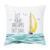 Cartoon Nautical Series Hot Air Balloon Lighthouse Print Pillow Cover Home Room Office Seat Living Room Sofa Cushion Cover