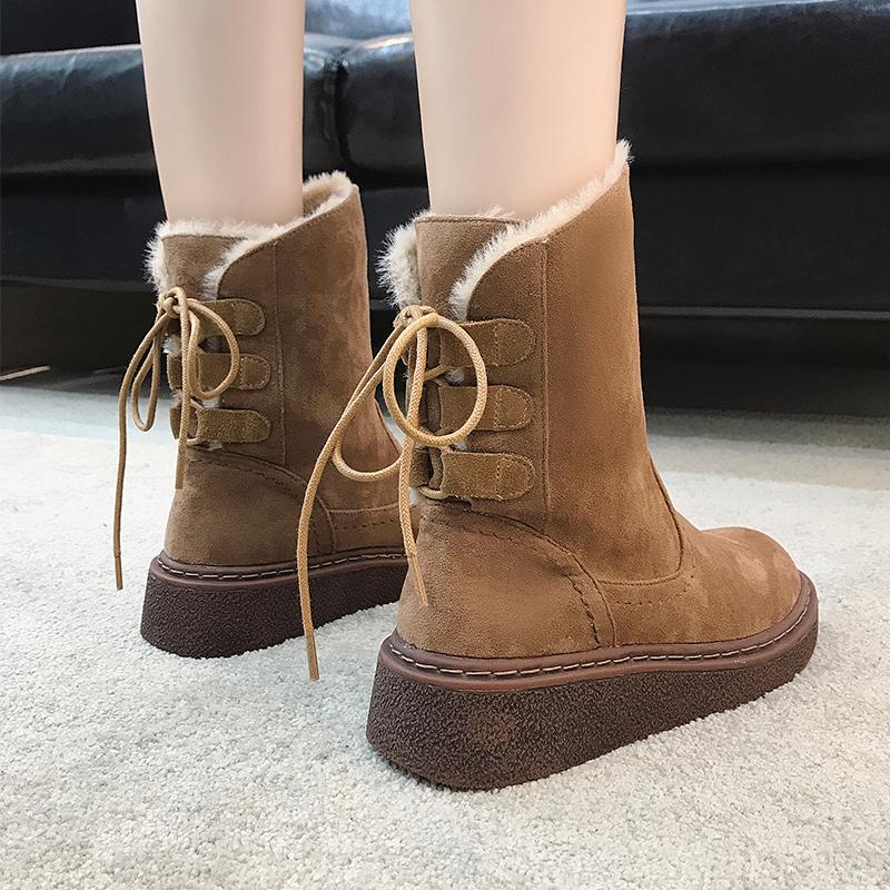 Женские меховые сапоги, женская зимняя обувь, женские повседневные сапоги на молнии до колена, сохраняющие тепло, зимние сапоги, черные 2024