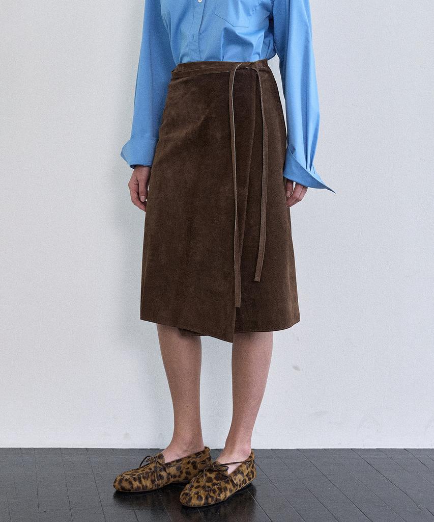 Pilot Suede Leather Wrap Skirt (2 Colors)