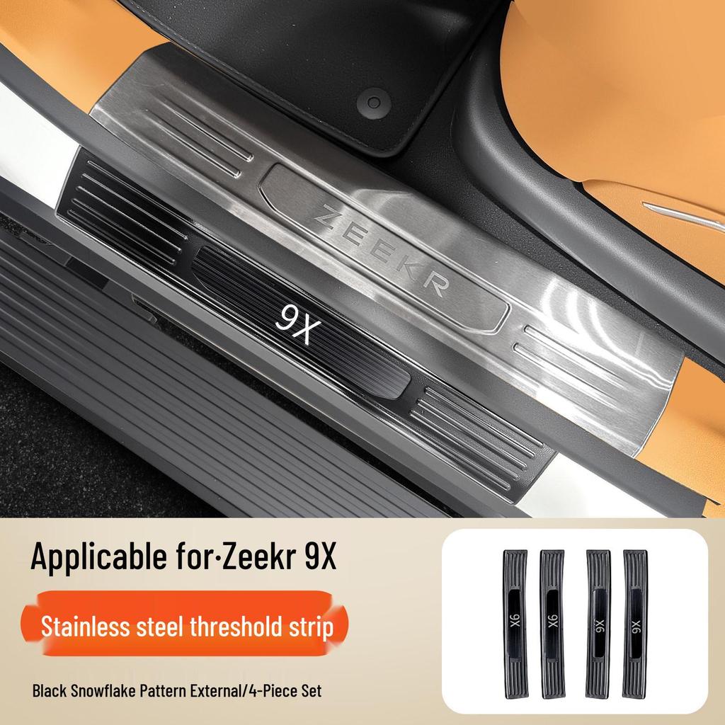 Защитная накладка на порог Zeekr 9X из нержавеющей стали - Полное покрытие, устойчивая к царапинам и износу, Приветственная пластина