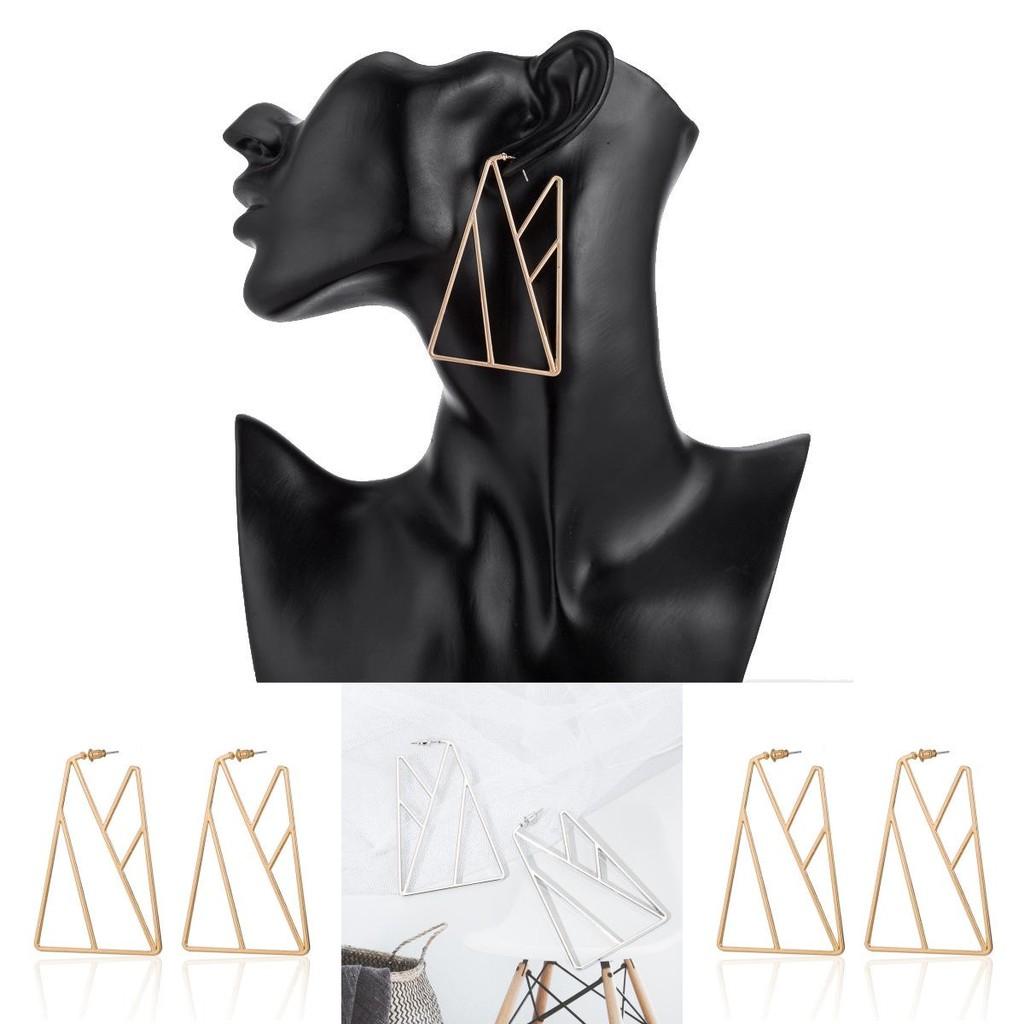 Стильные треугольные геометрические серьги для женщин в золотом и серебряном цветах