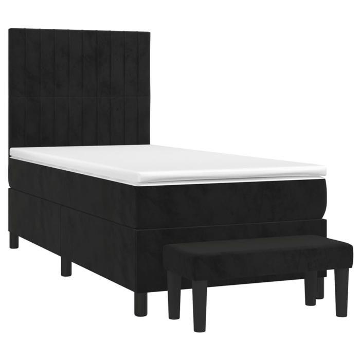 Maison Exclusive - Sommier à lattes de lit avec matelas Noir 90x200 cm Velours