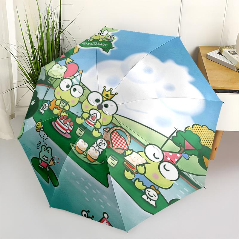 1pc Kero Kero Keroppi 35th Anniversary Automatic Opening/Closing Umbrella with Foldable Design, Iron Frame, Outdoor Use, Festival Gift, Suitable for F