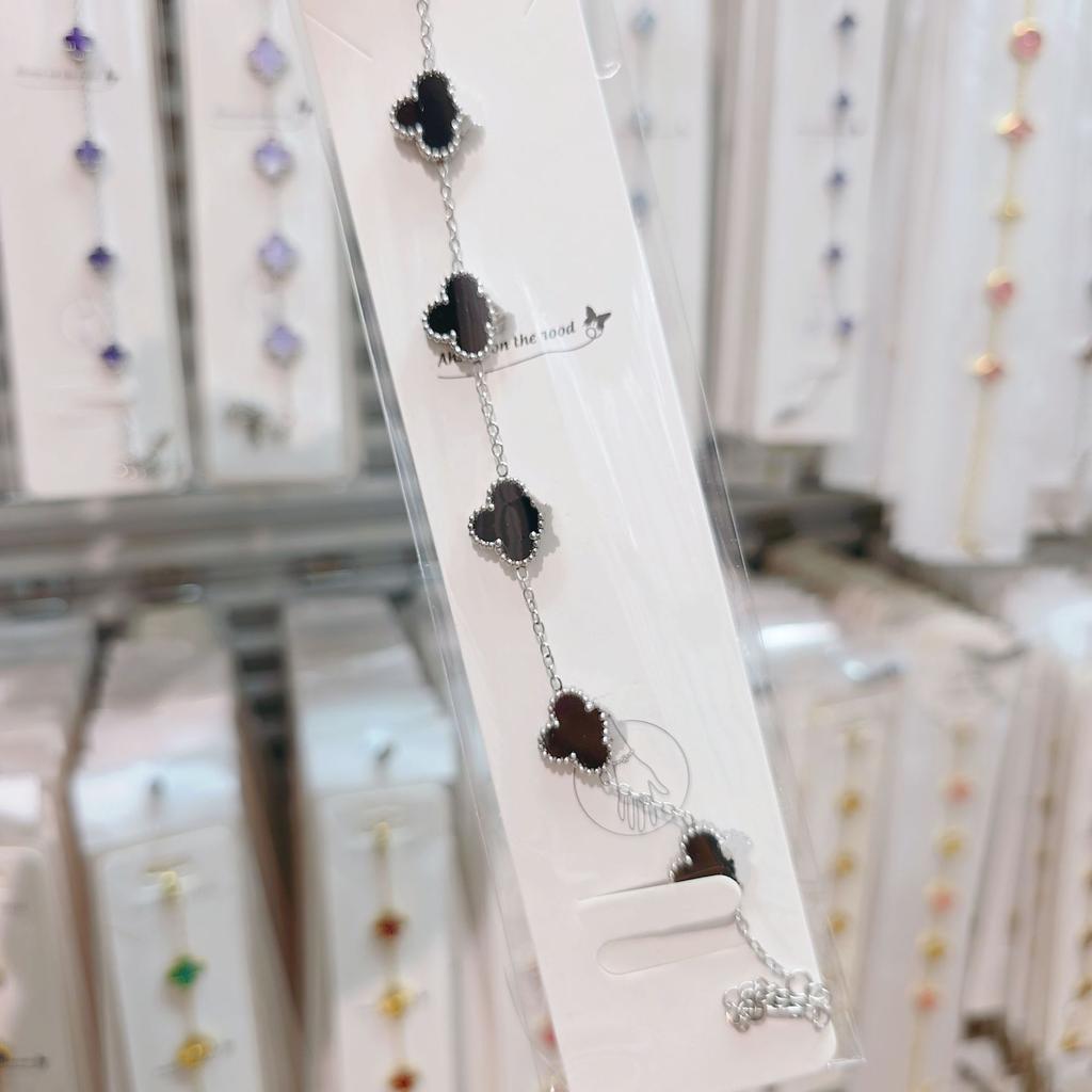 Двусторонний браслет «Пятицветник», «Четырехлистный клевер», титановая сталь, не выцветает, легкая роскошь, ювелирное изделие высокого класса