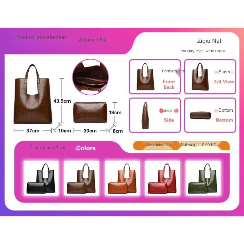 Tote Bag for Women PU Large Capacity with Organizer Pouch Daily Commute