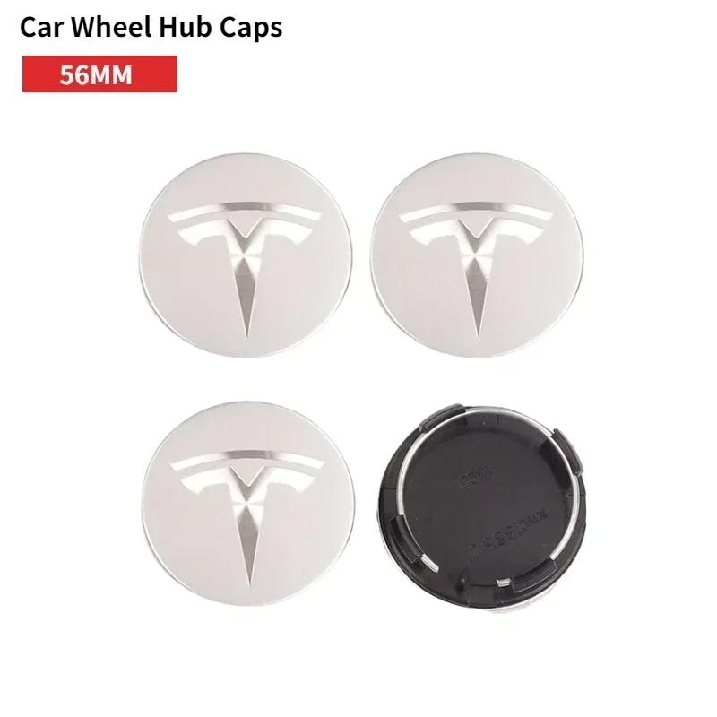 4pcs 56mm for Tesla Car Center Hub Caps Wheel Covers Model 3 Y S X Roadster P75D P85D P90D P100D Badge Exterior Accessorie