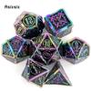 7 Pcs Colorful Double Swords Metal Dice Solid Polyhedral Dice Set Suitable for Role-Playing RPG    Board Game