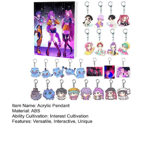 Аниме Рождественский Обратный Отсчет Коробка 24-Дневный Адвент-Календарь с Акриловыми Подвесками-Игрушками