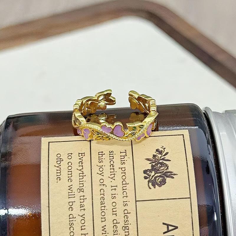 Дворцовый стиль Ретро Милый Крутой Красочный Эмаль Капельная Глазурь Темперамент Кольцо Женское Цветочное Нишевое Кольцо