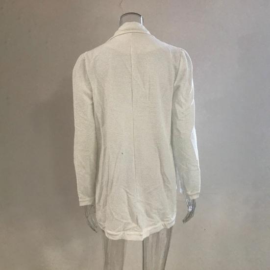 Women's Long Sleeve Tweed Double Breasted Blazer Jacket Notched Lapel Ribbed Open Front Fall Coat with Pockets