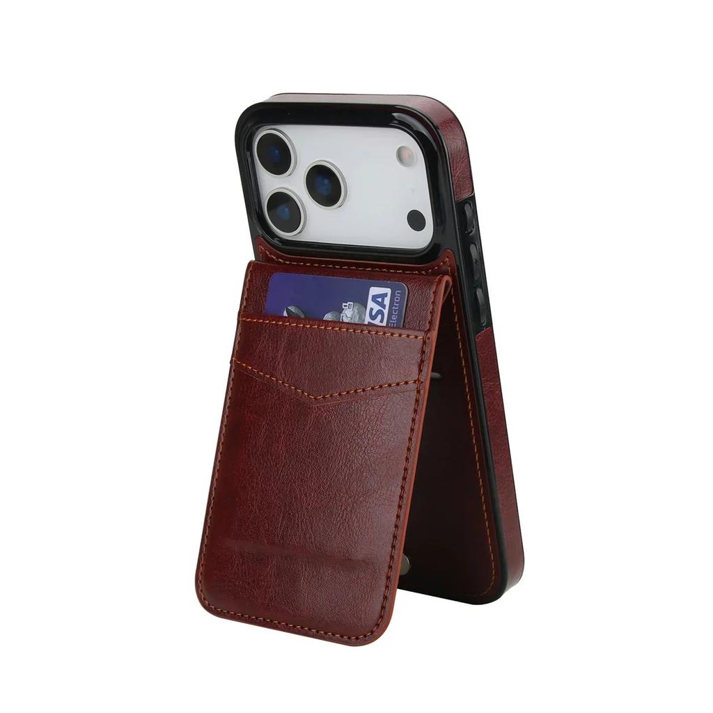 Чехол для телефона For 17 Air 16E 16 Pro Max 15 14 Plus 11 13 12 XR XS С подставкой Держатель для карт Флип-чехол Ретро кожаная обложка