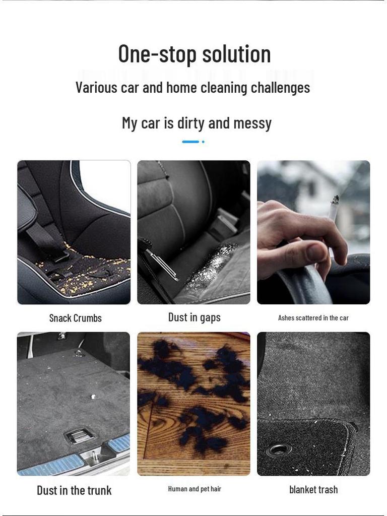 Перезаряжаемый беспроводной ручной автомобильный пылесос высокой мощности с сильным всасыванием для волос