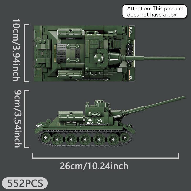 Конструктор Су-100, 552 детали, бронированная машина, военная головоломка, игрушки, детские поделки своими руками, подарки на день рождения