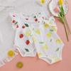 2024 Summer Newborn Lemon Print Romper with Flying Sleeves