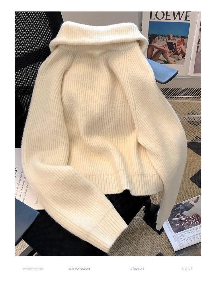 Women's Autumn/Winter Double Zipper Knit Cardigan - High Neck, Thickened Sweater Coat