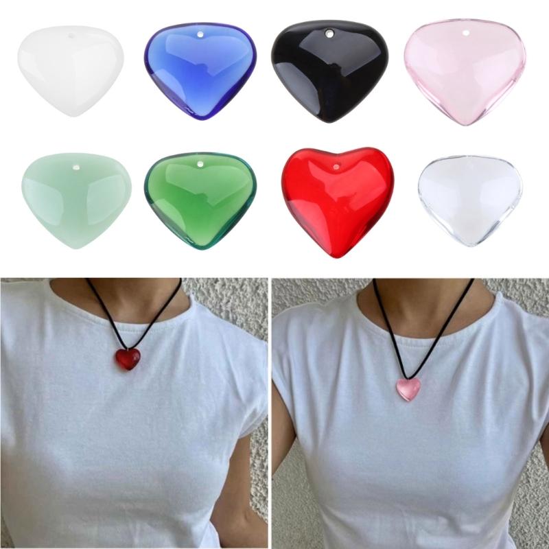 Love Heart Shaped Pendant Crystal Glass Peach Heart Loose Beads Charm for DIY Jewelry Necklace Earrings Making