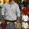New Men's Casual Stand-Collar Zip-Up Sweatshirt Loose-Fit Men's Fleece-Lined Hoodie