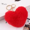 Plush Love Heart Keychain Soft Fluffy Lightweight Girls Car Key Ring Holder Handbag Backpack Decoration Pendant Birthday Gift