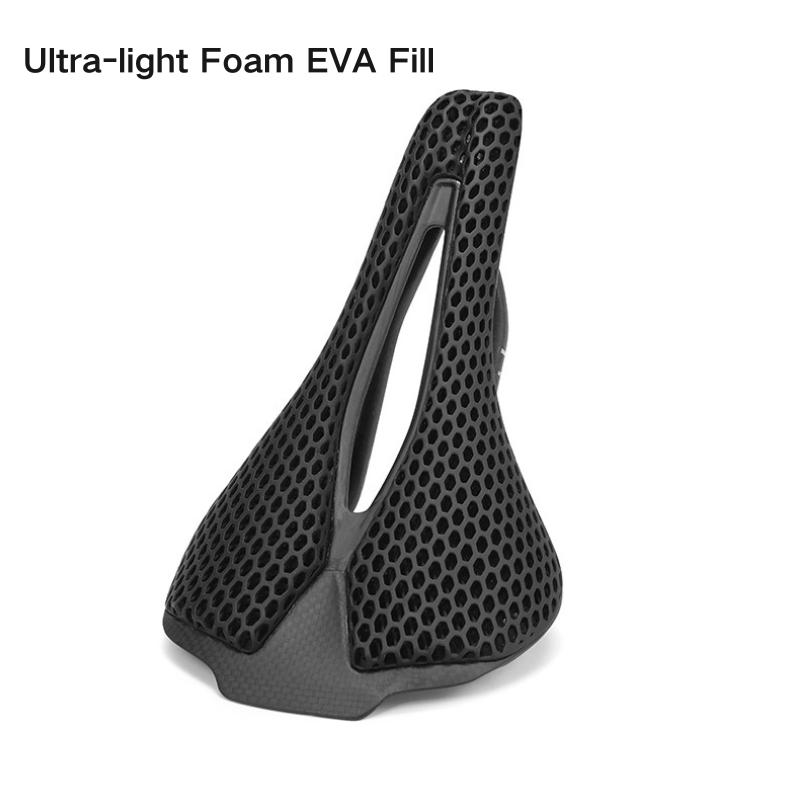 3D Printed Ultralight Hollow Honeycomb EVA Carbon Fiber Bike Saddle, Breathable & Comfortable,