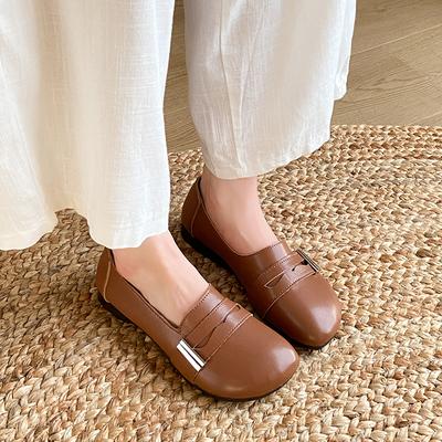 Женская летняя обувь с круглым носком, на плоском каблуке, с мягкой подошвой, обувь для пожилых мам, женские трендовые лоферы и балетки 2025 года