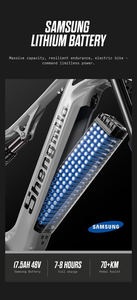 Shengmilo S600 Electric Bike - 2000W Dual Motor, Samsung 17.5Ah Battery, Shimano 7-Speed, Fat Tire 26×3.0 for All-Terrain Riding