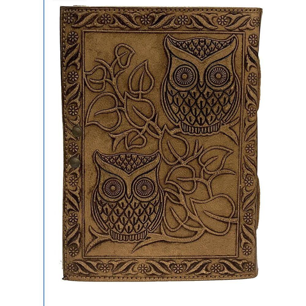 Винтажный кожаный журнал с тиснением совы, книга теней, гримуар, альбом для рисования