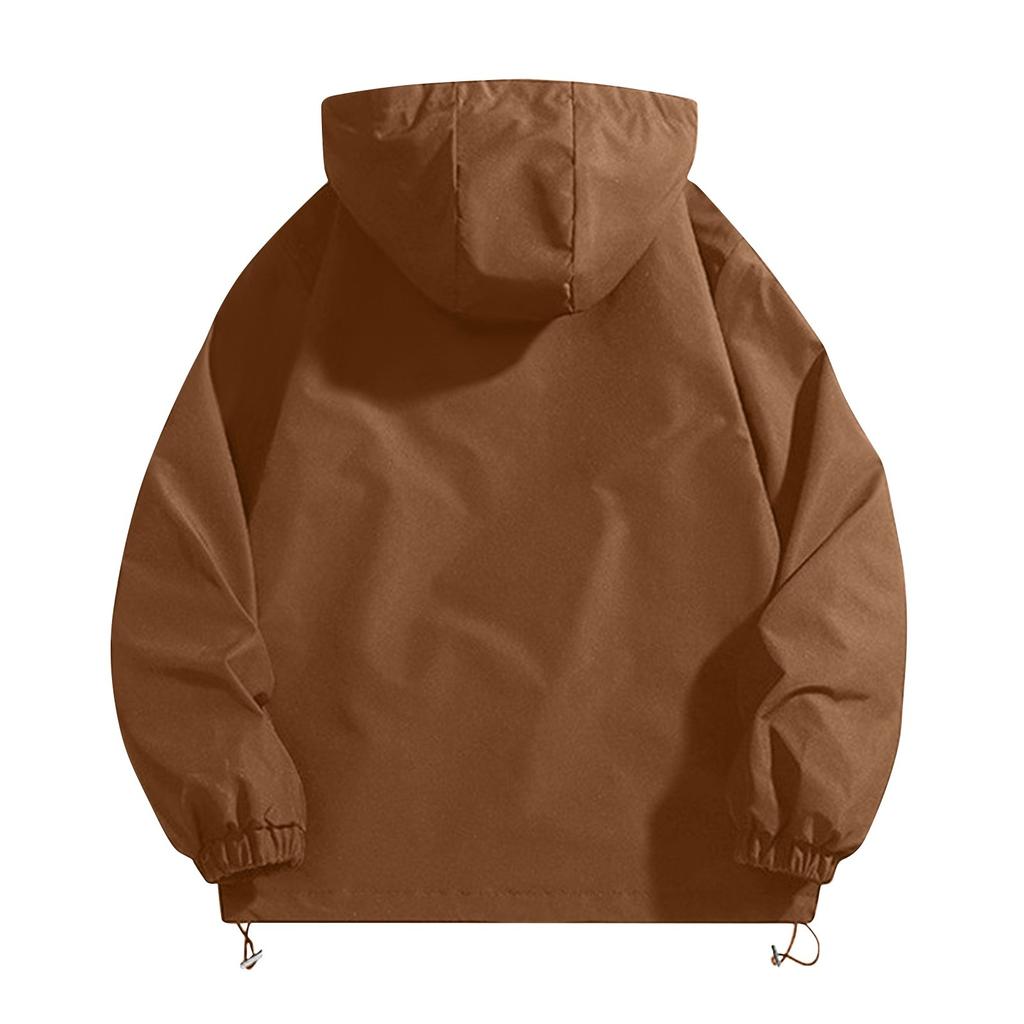 Унисекс Осенняя повседневная спортивная однотонная ветрозащитная куртка на молнии Рабочая куртка