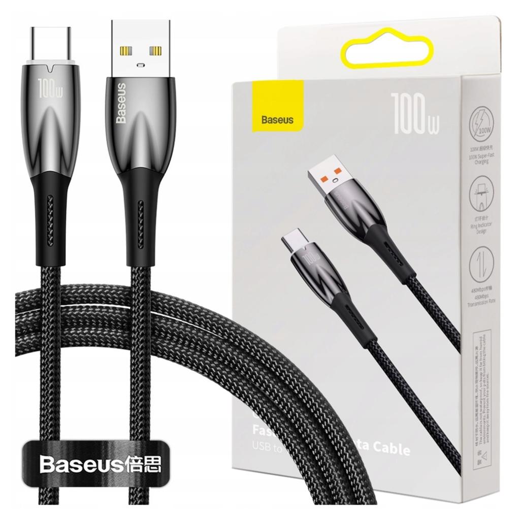 Kabel Usb Do Usb-C Baseus Glimmer, 100W, 1M (Czarny)