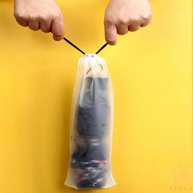 5Pcs Transparent Waterproof Umbrella Storage Bag Portable Reusable Drawstring Bag Home Storage Organizer Umbrella Accessorie